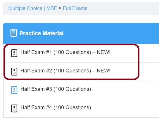 New bar exam MBE questions